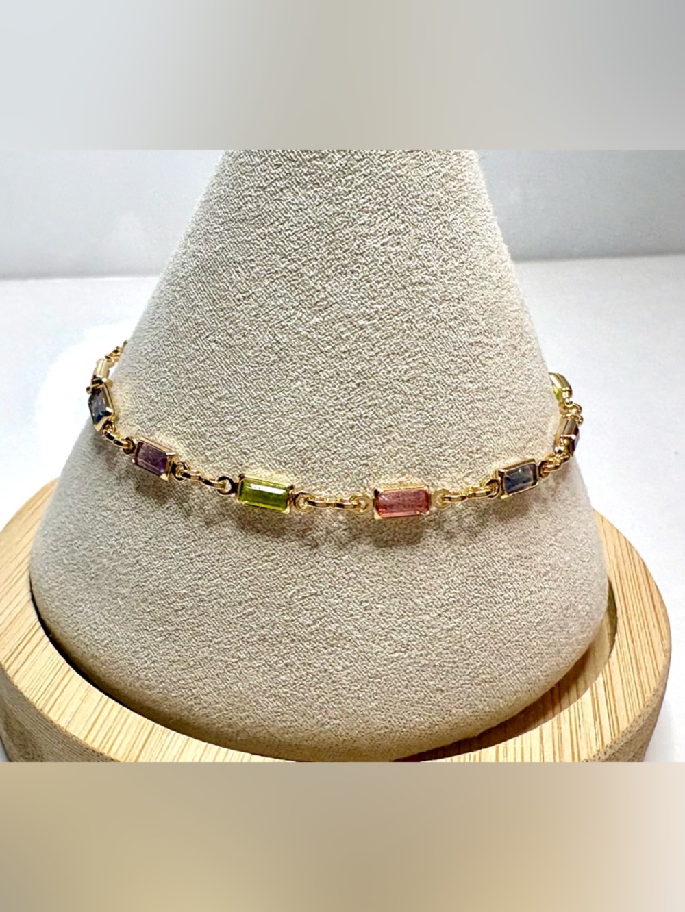 18k gold filled “Candy” Multicolor Rectangular Stone Bracelet!